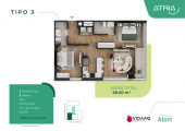 Plano del modelo XA03 del proyecto Atria en Miraflores