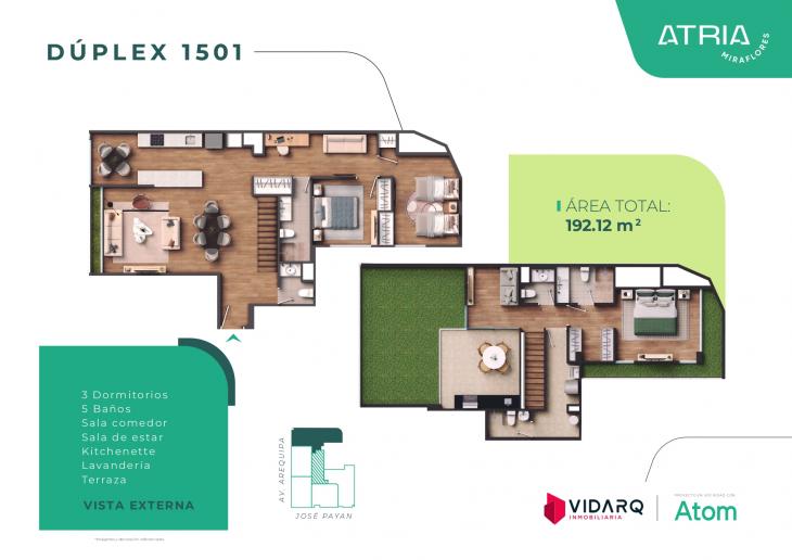 Plano del modelo X1501 del proyecto Atria en Miraflores