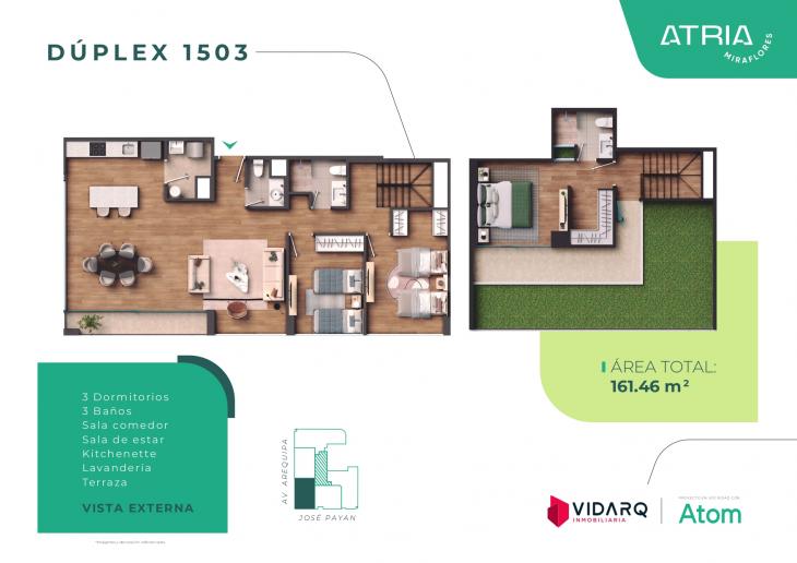 Plano del modelo X1503 del proyecto Atria en Miraflores