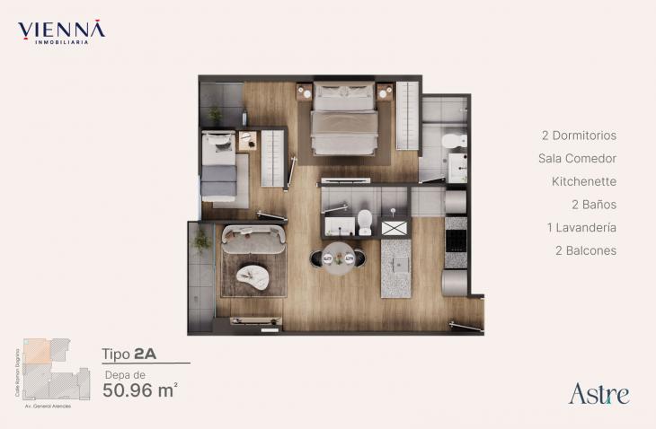 Plano del modelo 2A del proyecto Astre en Jesus Maria
