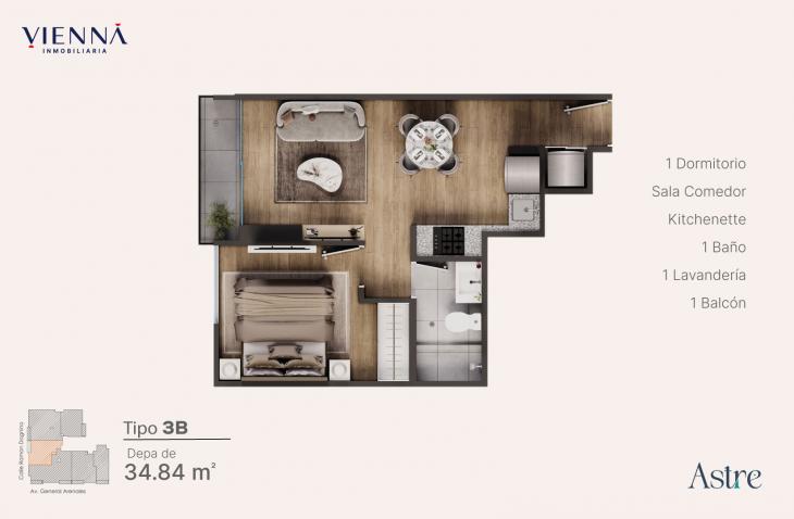 Plano del modelo 3B del proyecto Astre en Jesus Maria