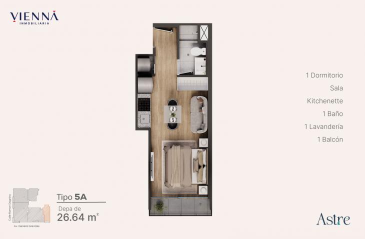 Plano del modelo 5A del proyecto Astre en Jesus Maria