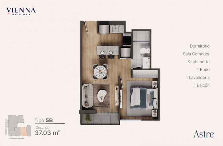 Plano del modelo 5B del proyecto Astre en Jesus Maria