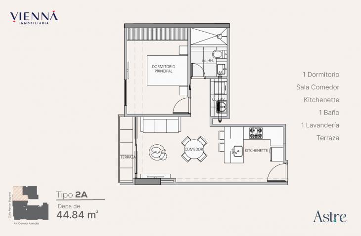 Plano del modelo 2A del proyecto Astre en Jesus Maria