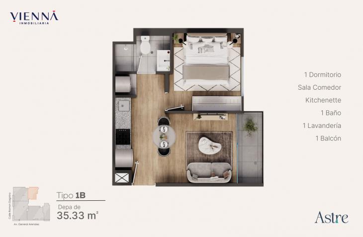 Plano del modelo 1B del proyecto Astre en Jesus Maria
