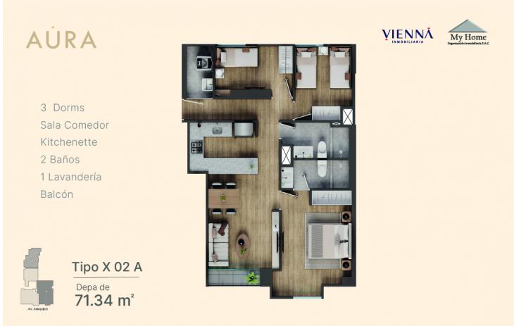Plano del modelo X02-A del proyecto Aura en Lince