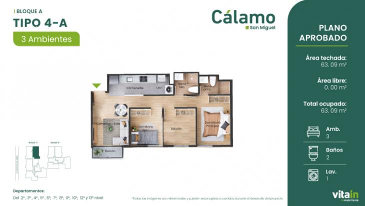 Plano del modelo Tipo 4 - A del proyecto Edificio Cálamo en San Miguel