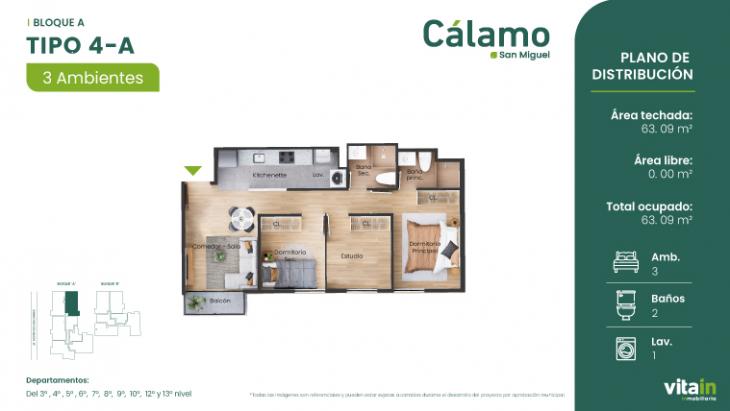 Plano del modelo Tipo 4 - A del proyecto Edificio Cálamo en San Miguel