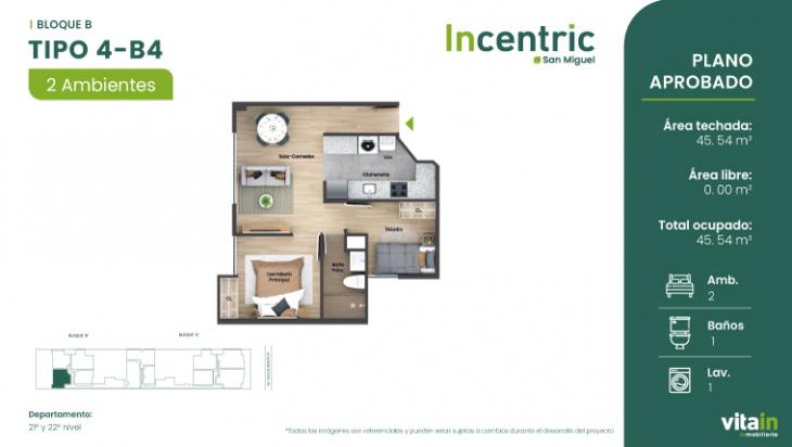 Plano del modelo Tipo 4 - B4 del proyecto Edificio Incentric en San Miguel