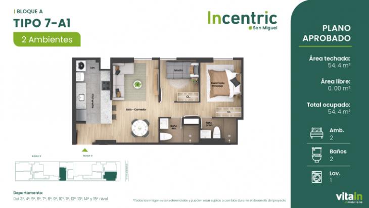 Plano del modelo Tipo 7 - A1 del proyecto Edificio Incentric en San Miguel