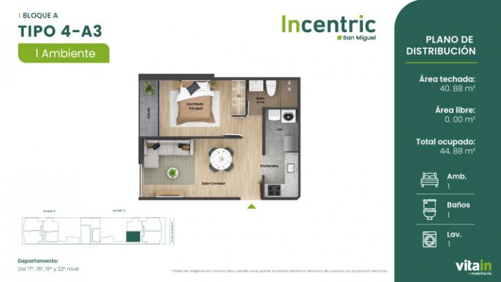 Plano del modelo Tipo 4 - A3 del proyecto Edificio Incentric en San Miguel