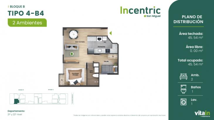 Plano del modelo Tipo 4 - B4 del proyecto Edificio Incentric en San Miguel