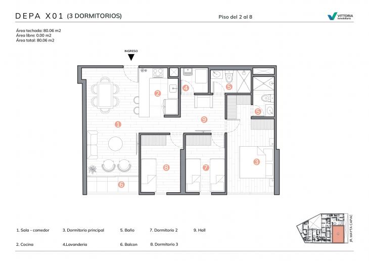 Plano del modelo TIPO1 del proyecto MaytaCapac1248 en Jesus Maria