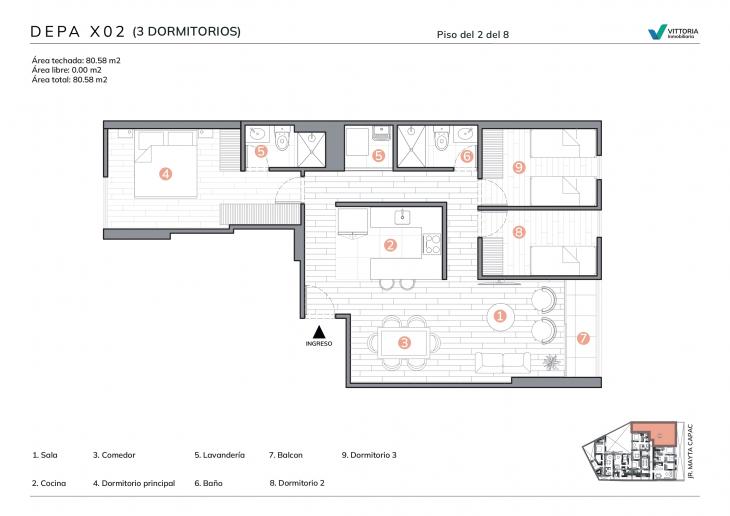 Plano del modelo TIPO2 del proyecto MaytaCapac1248 en Jesus Maria