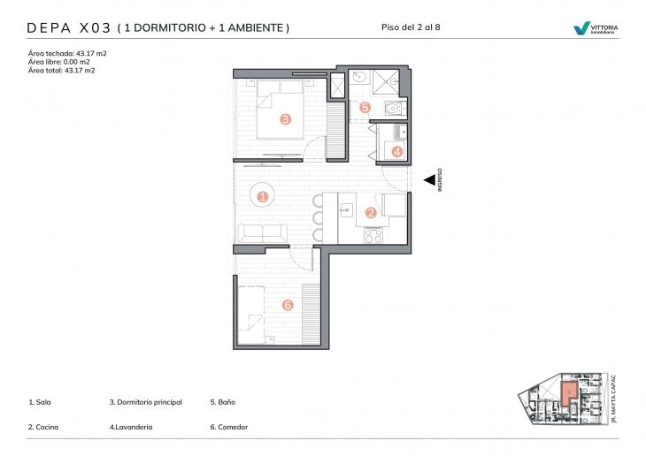 Plano del modelo TIPO3 del proyecto MaytaCapac1248 en Jesus Maria