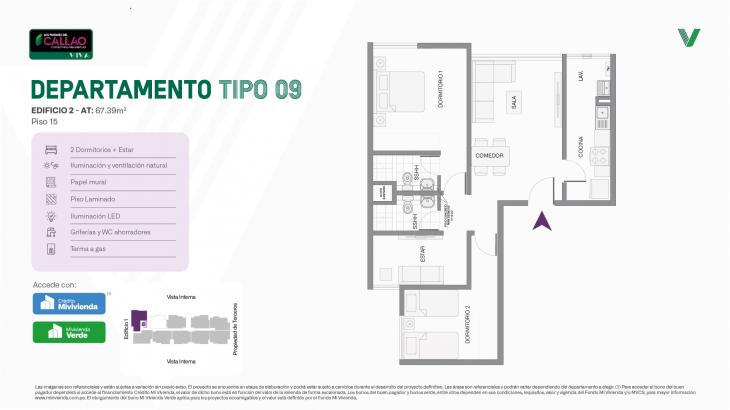 Plano del modelo Tipo 09 - Piso 15 del proyecto Los Parques del Callao Condominio Residencial (Edif. 2) en Callao