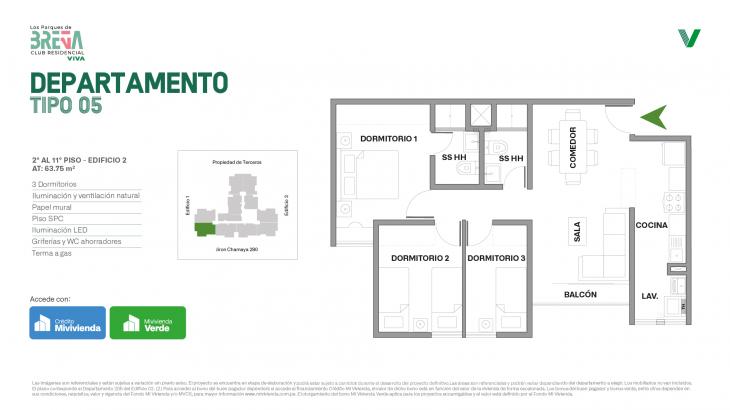 Plano del modelo Tipo 05 del proyecto Los Parques de Breña Club Residencial en Breña
