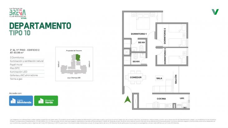 Plano del modelo Tipo 10 del proyecto Los Parques de Breña Club Residencial en Breña