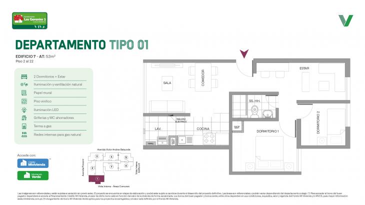 Plano del modelo Tipo X01 del proyecto Los Geranios 2 Conjunto Residencial en Comas