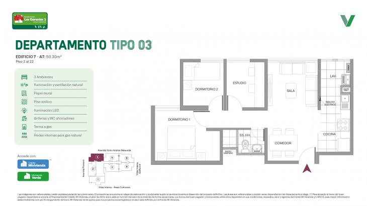 Plano del modelo Tipo X03 del proyecto Los Geranios 2 Conjunto Residencial en Comas