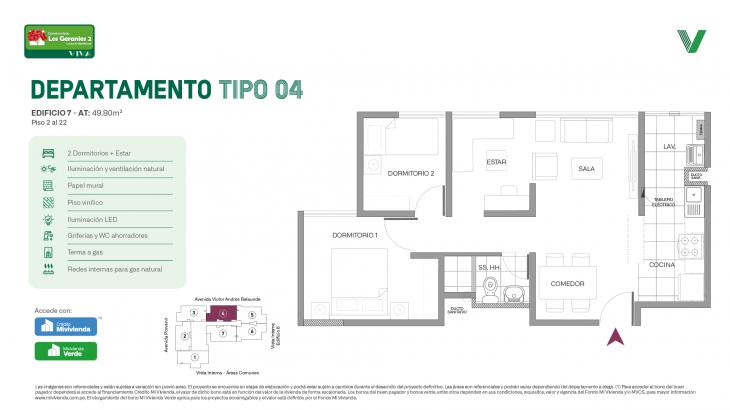 Plano del modelo Tipo X04 del proyecto Los Geranios 2 Conjunto Residencial en Comas