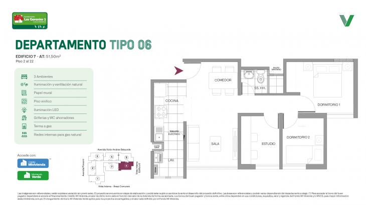 Plano del modelo Tipo X06 del proyecto Los Geranios 2 Conjunto Residencial en Comas