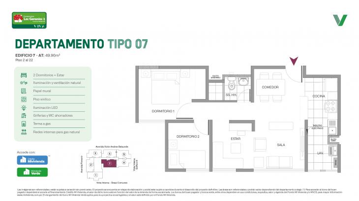 Plano del modelo Tipo X07 del proyecto Los Geranios 2 Conjunto Residencial en Comas
