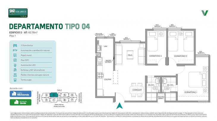 Plano del modelo E2 - Tipo 04 - Piso 1 del proyecto Los Lirios Villa Residencial en Comas