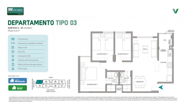 Plano del modelo E2 - Tipo 03 del proyecto Los Lirios Villa Residencial en Comas