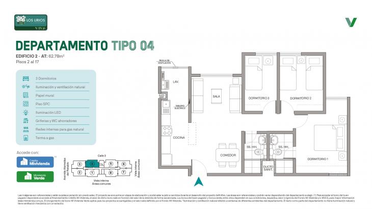 Plano del modelo E2 - Tipo 04 del proyecto Los Lirios Villa Residencial en Comas