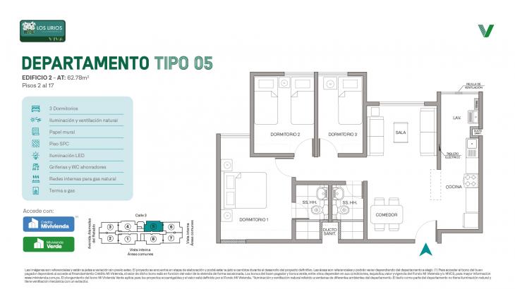 Plano del modelo E2 - Tipo 05 del proyecto Los Lirios Villa Residencial en Comas