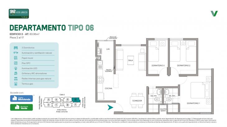 Plano del modelo E2 - Tipo 06 del proyecto Los Lirios Villa Residencial en Comas
