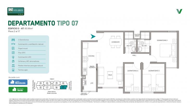 Plano del modelo E2 - Tipo 07 del proyecto Los Lirios Villa Residencial en Comas