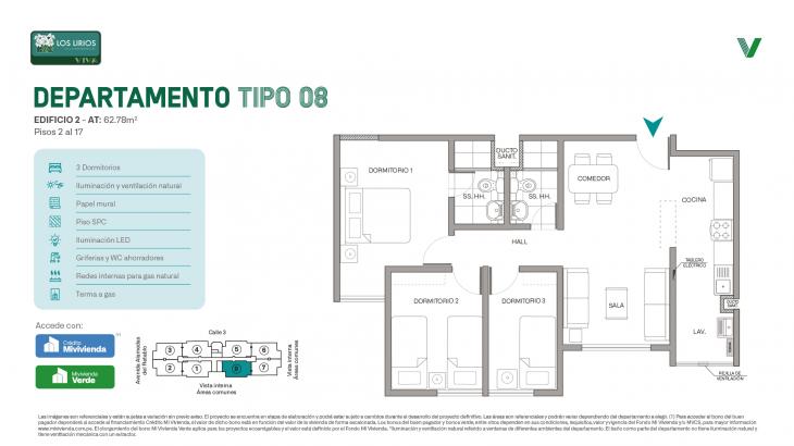 Plano del modelo E2 - Tipo 08 del proyecto Los Lirios Villa Residencial en Comas