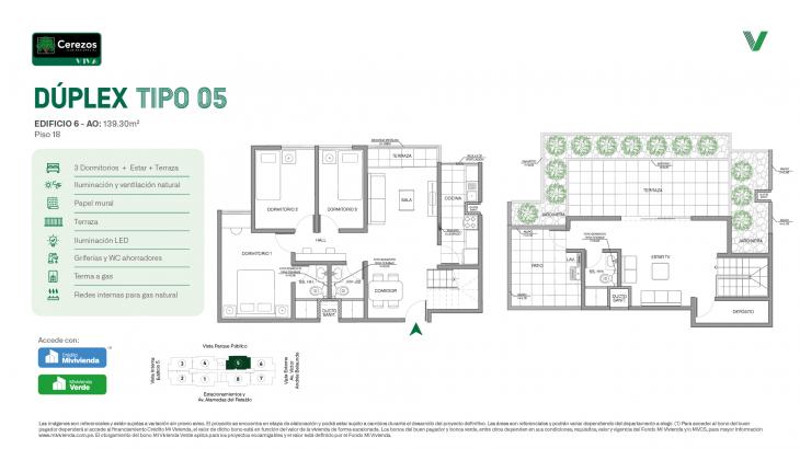 Plano del modelo Tipo 05 - Dúplex del proyecto Cerezos Club Residencial en Comas