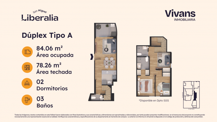Plano del modelo TIPO A del proyecto LIBERALIA en San Miguel