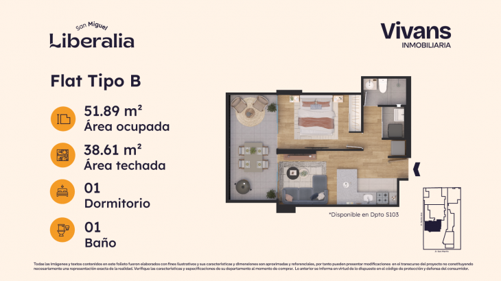 Plano del modelo TIPO B del proyecto LIBERALIA en San Miguel