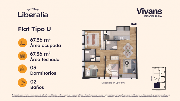 Plano del modelo TIPO U del proyecto LIBERALIA en San Miguel