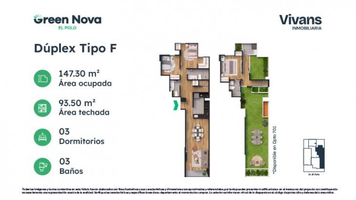 Plano del modelo TIPO F del proyecto GREEN NOVA en Santiago De Surco