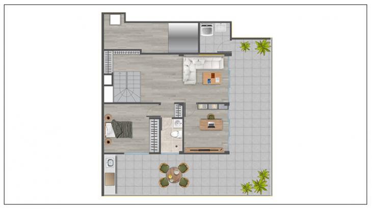 Plano del modelo TIPO C del proyecto PROYECTO INMOBILIARIO LOS ROSALES SMART V en Santiago De Surco