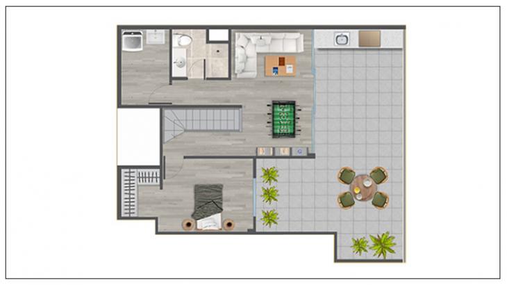 Plano del modelo TIPO D del proyecto PROYECTO INMOBILIARIO LOS ROSALES SMART V en Santiago De Surco