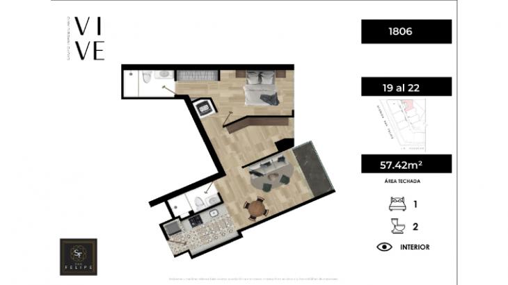 Plano del modelo Platinum T11 del proyecto San Felipe Towers en Jesus Maria