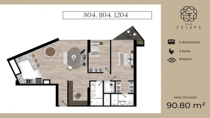 Plano del modelo Gold T4 del proyecto SAN FELIPE TOWERS en Jesus Maria