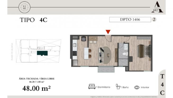 Plano del modelo T 4A del proyecto ALIAGA 442 en Magdalena Del Mar