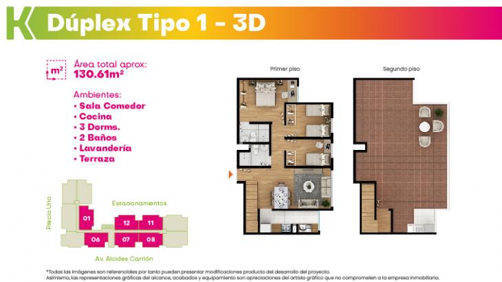 Plano del modelo Tipo 1 - 3D del proyecto Kampu en Ate