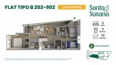 Plano del modelo TIPO B del proyecto Residencial Santa Susana en Cercado De Lima