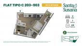 Plano del modelo TIPO C del proyecto Residencial Santa Susana en Cercado De Lima