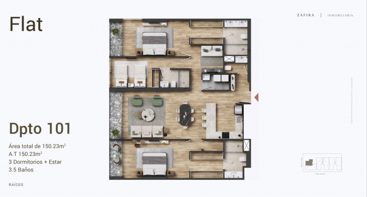 Plano del modelo 101 del proyecto Raíces en San Isidro