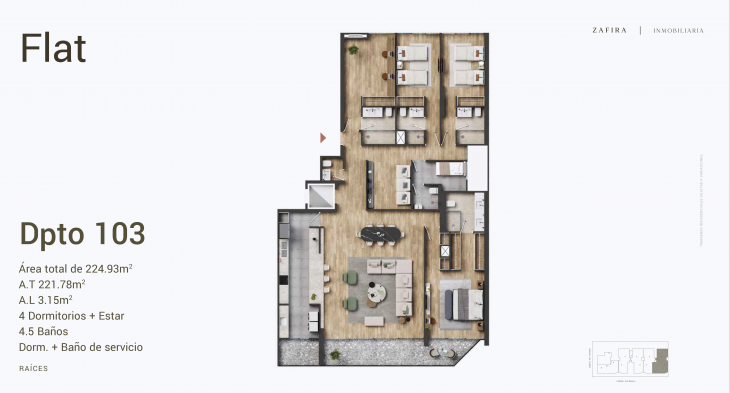 Plano del modelo 103 del proyecto Raíces en San Isidro