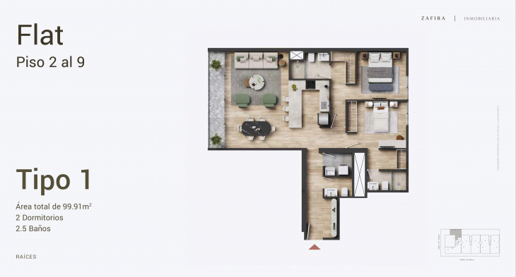 Plano del modelo 1 del proyecto Raíces en San Isidro